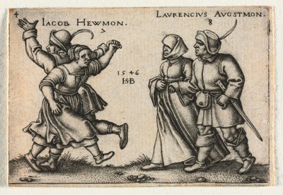 La boda campesina o los doce meses: 7 Jacob Hewmon 8-Laurencius Augstmon de Hans Sebald Beham