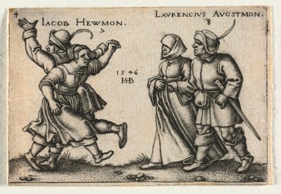 La boda campesina o los doce meses: 7 Jacob Hewmon 8-Laurencius Augstmon, 1546 de Hans Sebald Beham