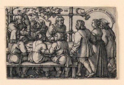 La fiesta de los campesinos (Alder du must danczen) de Hans Sebald Beham