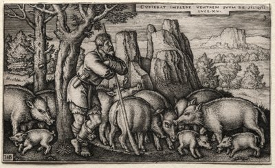 El Hijo Pródigo: Cuidando Cerdos de Hans Sebald Beham