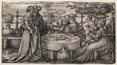El hijo pródigo: desperdiciando su fortuna de Hans Sebald Beham