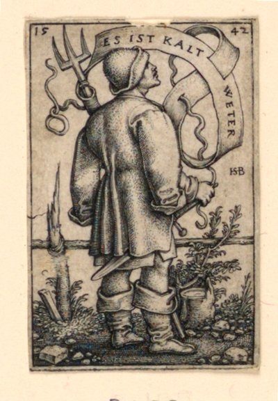 El campesino del clima: "Es ist kalt Weter" de Hans Sebald Beham