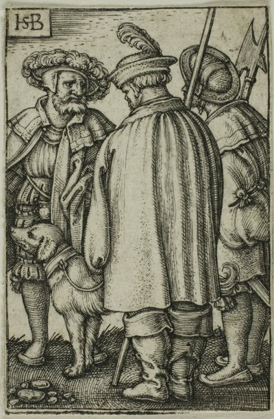 Tres soldados y un perro de Hans Sebald Beham