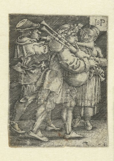 Dos músicos y una niña. de Hans Sebald Beham
