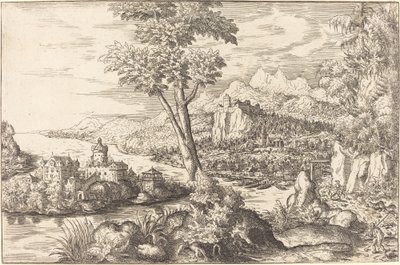 Paisaje con tres hombres, c. 1558-1559 de Hans Sebald Lautensack
