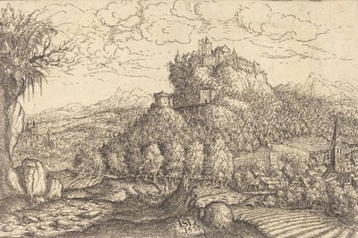 Paisaje con un castillo en el centro de Hans Sebald Lautensack