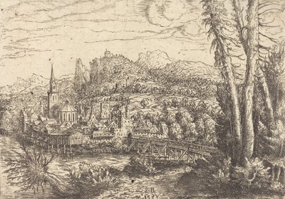 Vista de una ciudad cerca de un río, 1553 de Hans Sebald Lautensack