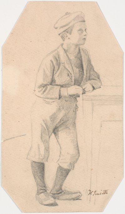 Niño apoyado en una mesa de Hans Smidth
