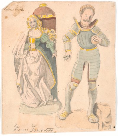 Estudio con dos figuras después del retablo en la iglesia de Estvad, condado de Ringkøbing de Hans Smidth