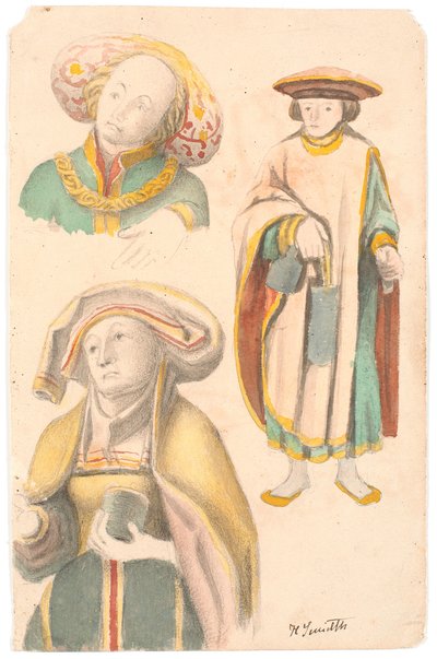 Estudio con tres figuras después del retablo en la iglesia de Estvad, condado de Ringkøbing de Hans Smidth