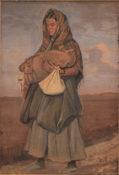 Mujer gitana con su hijo en el páramo de Hans Smidth