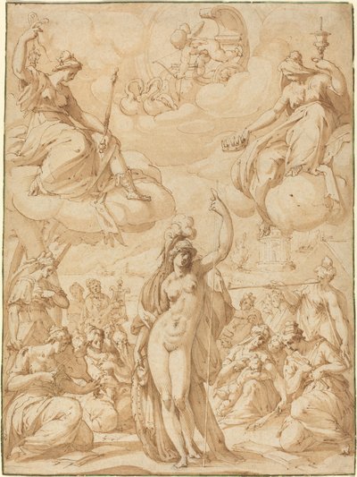 Alegoría de Minerva como la cabeza de las musas de Hans Speckaert