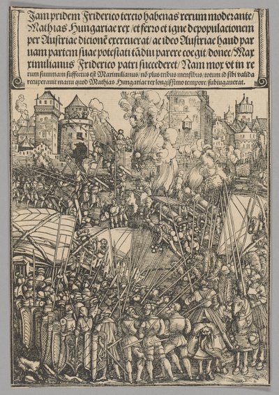 Expulsión de los húngaros, lámina 13 de Escenas históricas de la vida del emperador Maximiliano I del Arco de Triunfo de Hans Springinklee