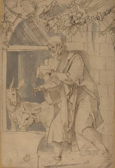 Estudio para una de dos pinturas de vidrieras que representan la Natividad de Hans Süss von Kulmbach