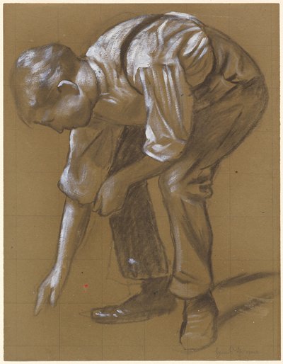Un hombre agachado de Hans Thoma
