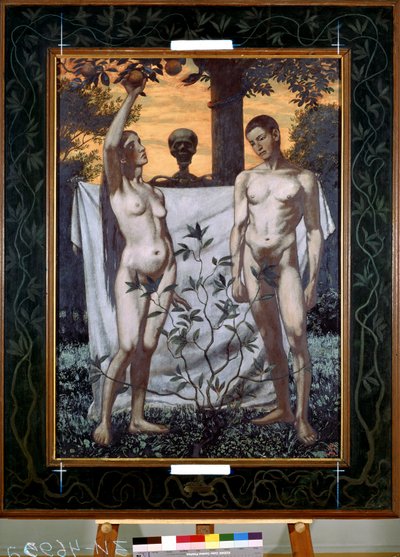 Adán y Eva (Adán y Eva). Pintura de Hans Thoma (1839-1924). Óleo sobre tela de Hans Thoma