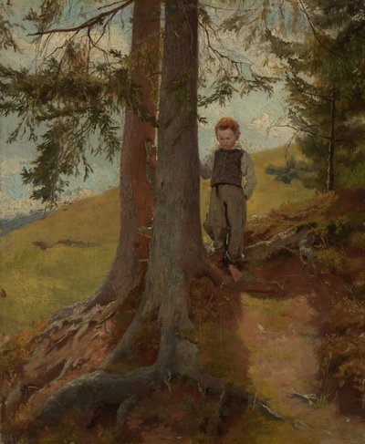 Muchacho campesino al borde del bosque de Hans Thoma