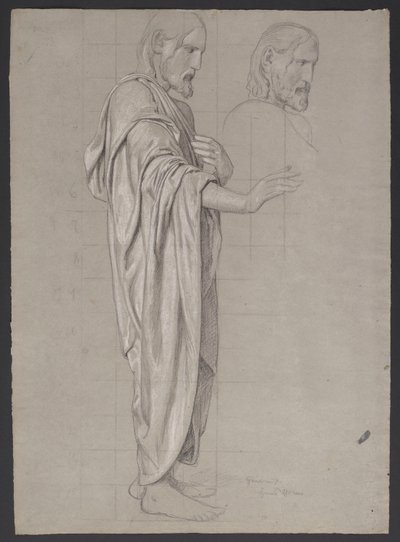 Cristo con la mano derecha extendida, junto a él repetición de la cabeza de la figura de Hans Thoma