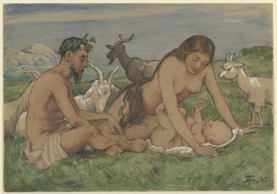 La familia de los faunos de Hans Thoma