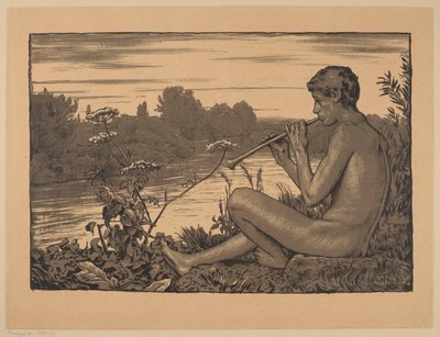 Un fauno tocando la flauta de Hans Thoma