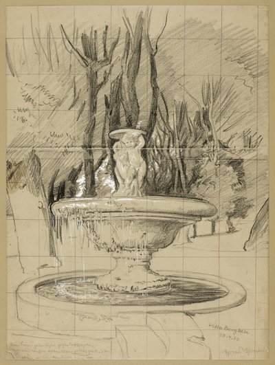 Fuente con putti en el jardín de la Villa Borghese de Hans Thoma