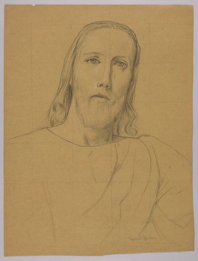 Cabeza de Cristo, reverso: Crucifixión de Cristo de Hans Thoma
