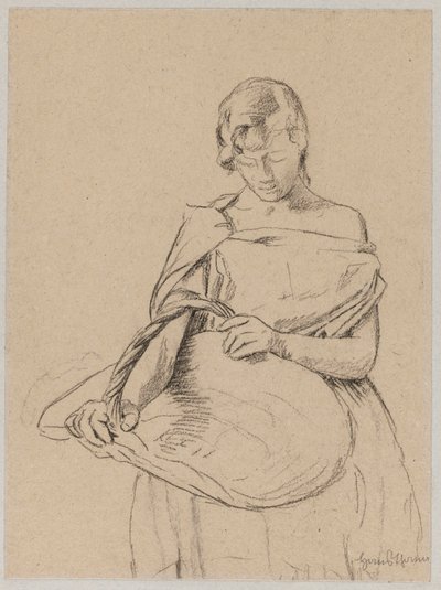 Joven con una cesta de Hans Thoma