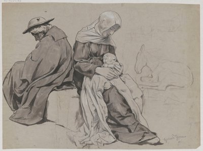 Descanso de la Sagrada Familia durante la huida a Egipto de Hans Thoma