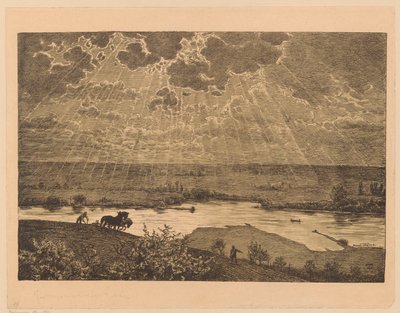 Paisaje con un sembrador y un labrador junto al Meno de Hans Thoma