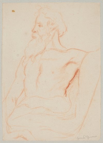 Anciano semidesnudo con barba de Hans Thoma