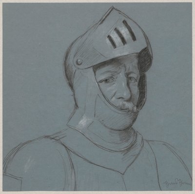 Busto de un caballero con armadura de Hans Thoma