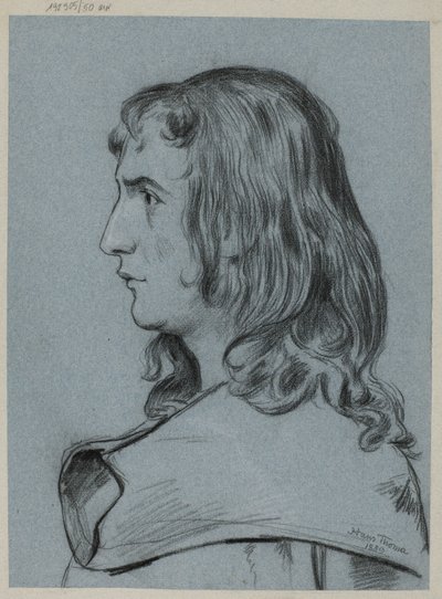 Perfil de un joven con el pelo largo de Hans Thoma