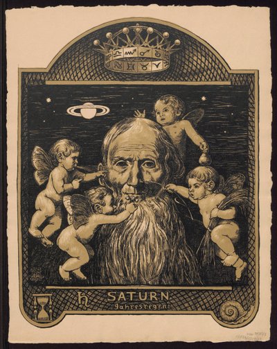 «Saturno, regente del año». Saturno como gobernante del año. Proyectos para el «Calendario perpetuo ilustrado», parte II (Calendario perpetuo ilustrado) de Hans Thoma