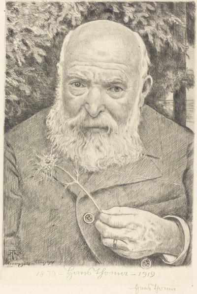 Autorretrato VI con flor de Hans Thoma