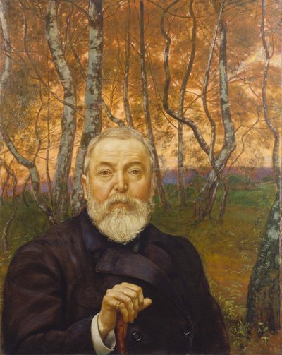 Autorretrato en un bosque de abedules de Hans Thoma