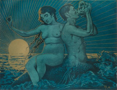 Tritón y Nereida, 1895 de Hans Thoma