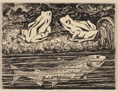 Dibujo para una cartilla: rana de Hans Thoma