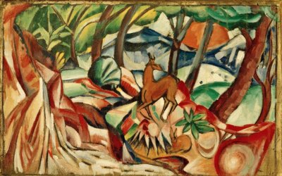 Ciervo en paisaje montañoso de Hans Thuar