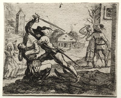 Military Subjects:  Two Soldiers Pursuing Women in a Village de Hans Ulrich Franckh