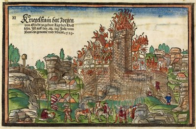 Destrucción del Castillo Krögelstein por la Liga de Suabia de Hans Wandereisen