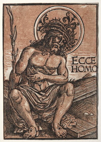 El Hombre de Dolores sentado en la cruz, c. 1522 de Hans Weiditz