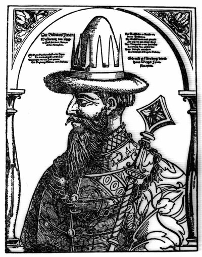 Retrato de Iván IV el Terrible (1533 - 1584), zar ruso. Xilografía de Hans Weygel. de Hans Weigel