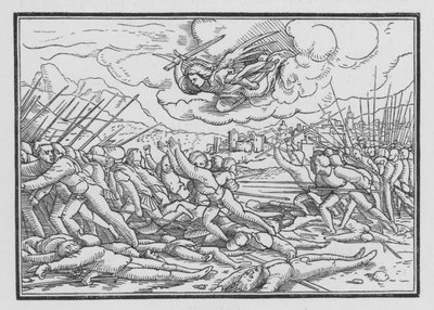 Un ángel destruye al ejército asirio, 2 Crónicas XXXII, 21 de Hans after Holbein the Younger