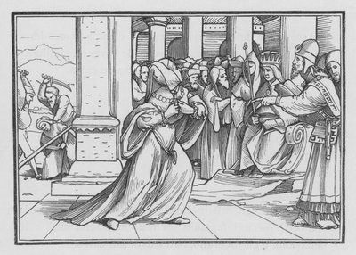 Atalía es apresada y asesinada al entrar en el templo, 2 Reyes XI, 14 de Hans after Holbein the Younger