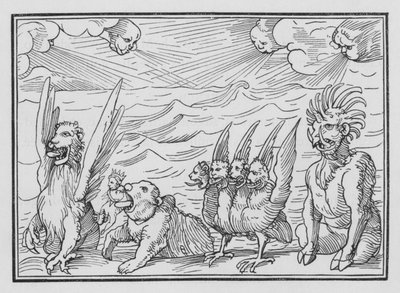 La visión de los cuatro bestias de Daniel, Daniel VII, 3 de Hans after Holbein the Younger
