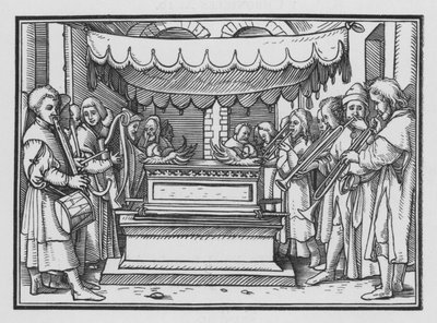 David designa una banda de cantores y música para alabar al Señor, 1 Crónicas XVI, 4 de Hans after Holbein the Younger