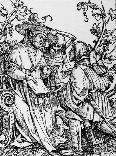 La Muerte y el Cardenal, de La Danza de la Muerte, grabado por Hans Lutzelburger, c.1538 de Hans after Holbein the Younger