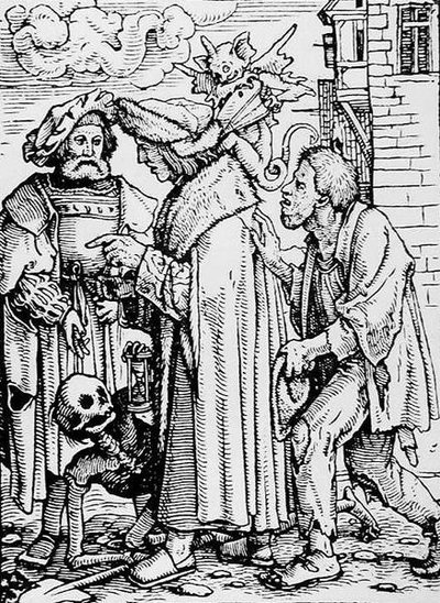 La Muerte y el Consejero, de La Danza de la Muerte, grabado por Hans Lutzelburger, c.1538 de Hans after Holbein the Younger