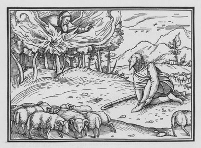 Dios se aparece a Moisés en una zarza ardiente, Éxodo III, 5 de Hans after Holbein the Younger
