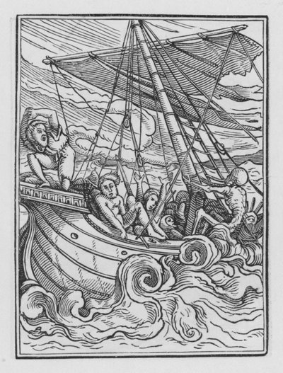 La danza de la muerte: El barco en una tempestad de Hans after Holbein the Younger